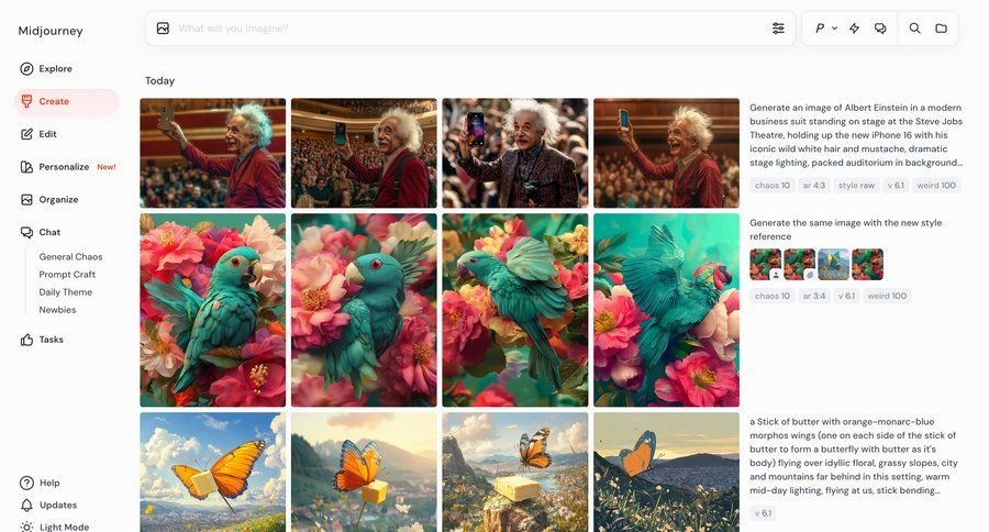 Midjourney
			home collection artificial intelligence sidebar navigation artificial intelligence grid design sidebar menu image gallery ui page example