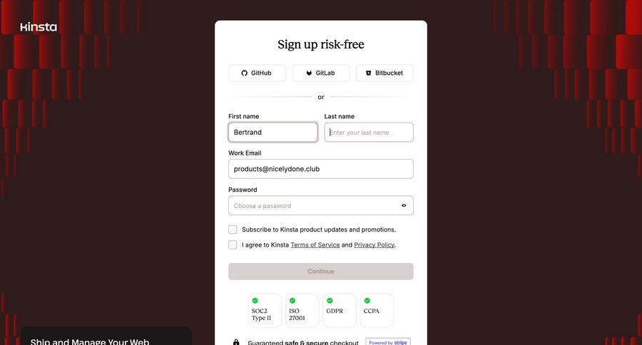Kinsta screen example