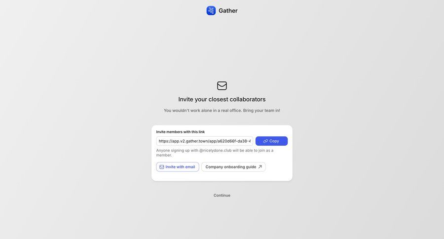 Gather
				onboarding ui page example