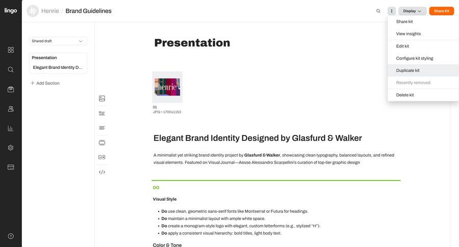Lingo
			 content management grid delete design content sharing full-screen layout typography menu documentation review duplicate version control ui page example