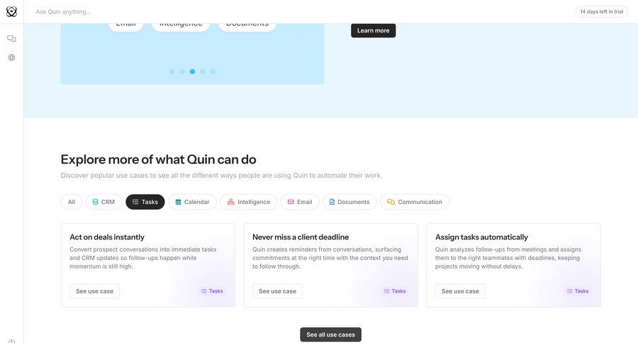 Quin
			 onboarding product discovery ui page example