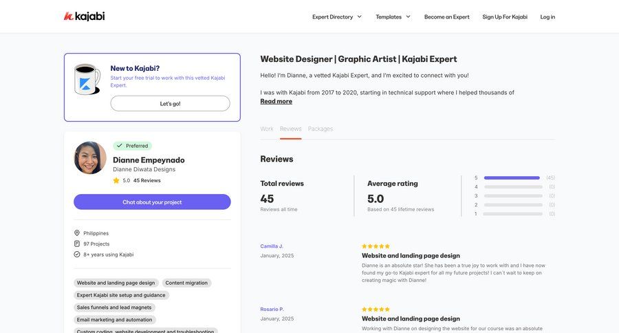 Kajabi
			 user profile user product details user termination experts marketing website design profile page suggestion ui page example