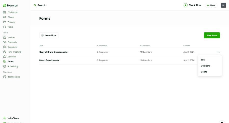 Bonsai
			 delete form sidebar navigation sidebar menu table search bar search menu ui page example