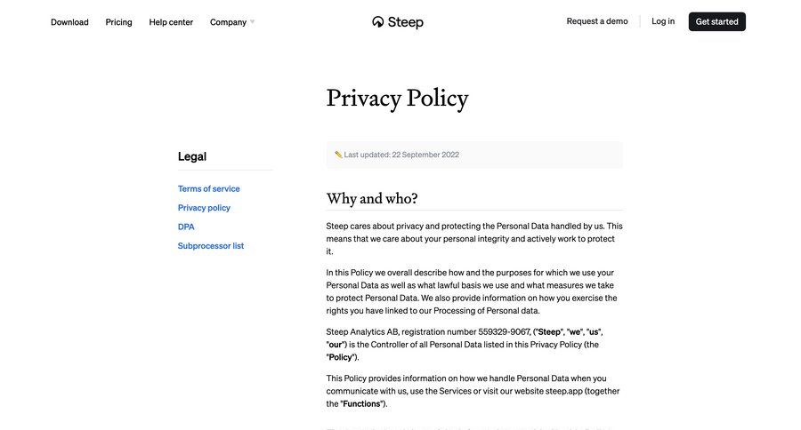 Steep
			 manage links download report ui page example
