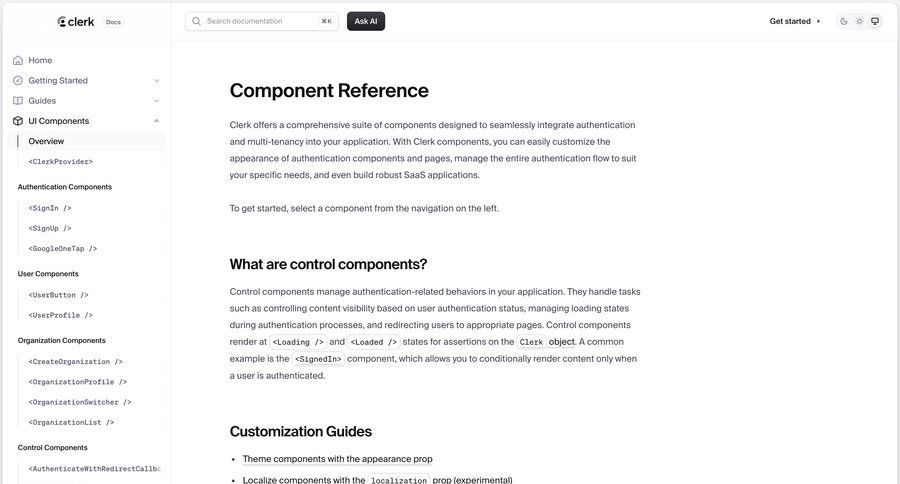 Clerk
			 doc documentation docs localization ui page example