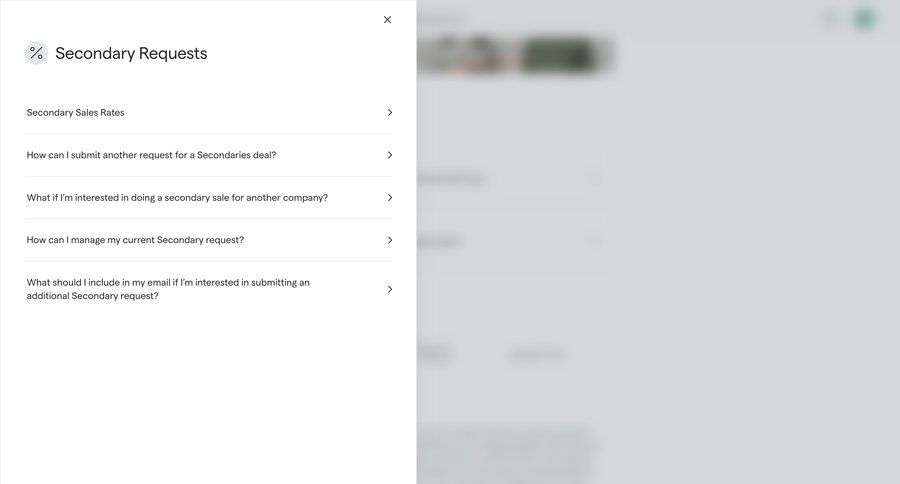 Secfi
			 finance modal finance accordion contextual help ui page example