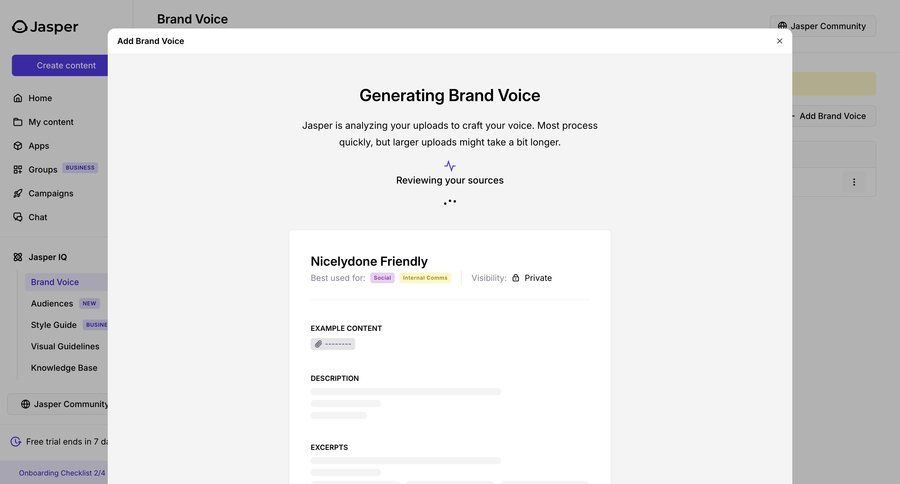Jasper
			create loading state modal screen onboarding form progress indicator ui page example