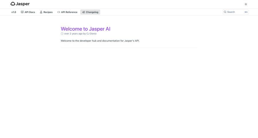 Jasper
				changelog ui page example