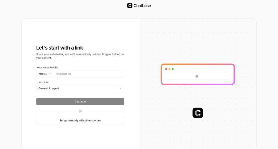 Chatbase
				onboarding ui page example