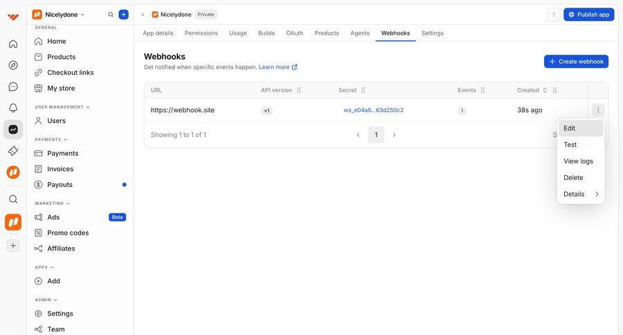 Whop
			 api management developer portal ui page example