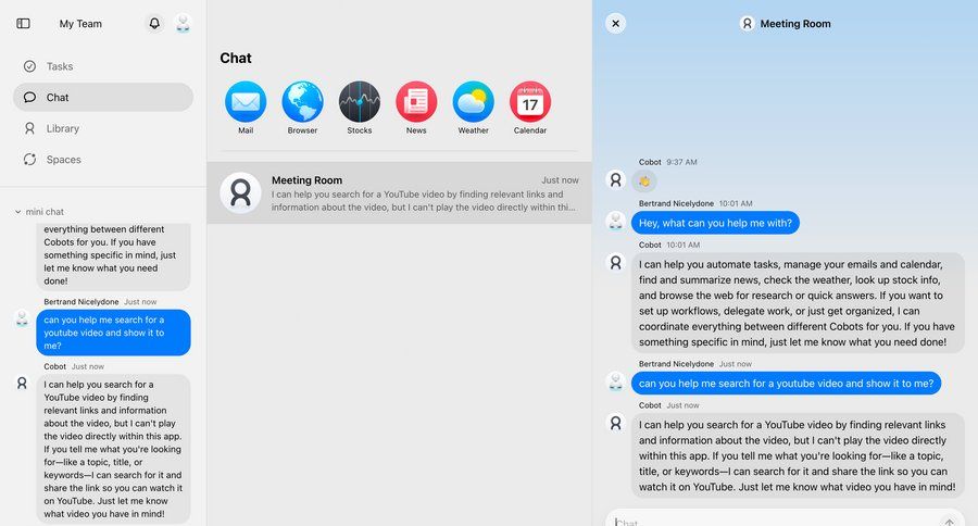 Cobot
			 message communication chat menu chatbot ui page example