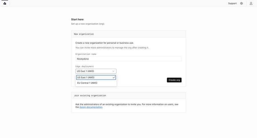 Axiom
			settings create home onboarding getting started ui page example