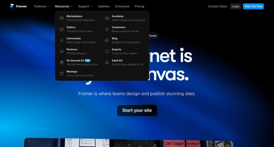 Framer
			 homepage customer stories marketing website design enterprise affiliate program ui page example