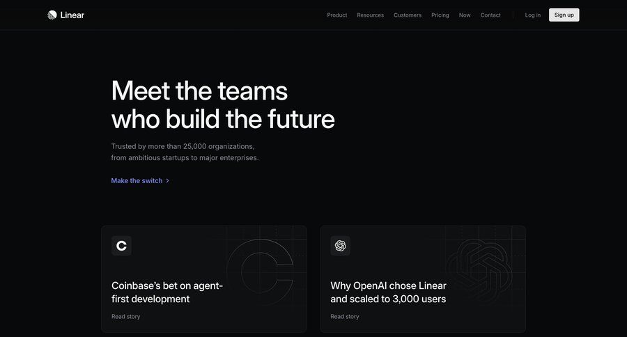 Linear
			 performance metrics case studies customer stories ui page example