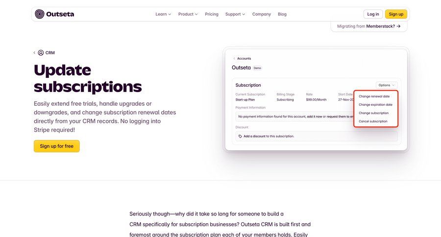 Outseta
				product page ui page example
