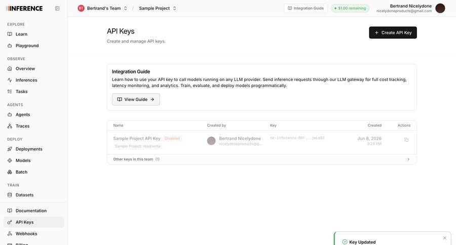 Inference
			settings list api success state toast notification ui page example