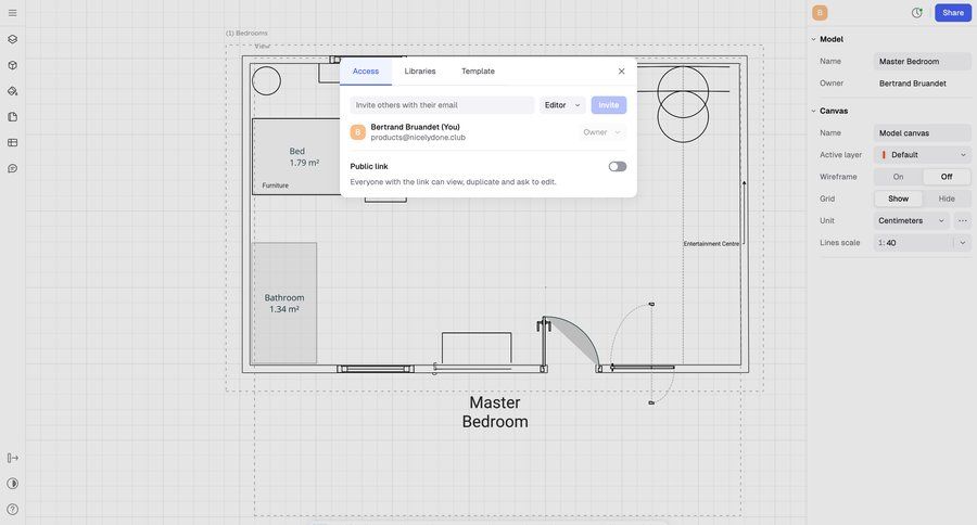 Rayon
			 collaboration settings grid share modal access control permission management user invitation sharing ui page example