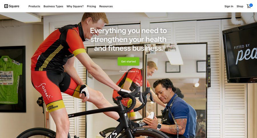 Square
			 call to action navigation bar features fitness modern payment processing ui page example
