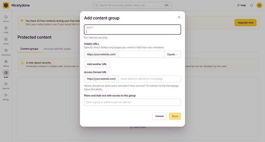 Outseta
			 content management configuration settings form access control create ui page example