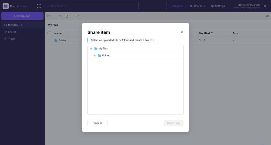 Proton
			 collaboration grid share modal tree view file management file upload modal ui page example