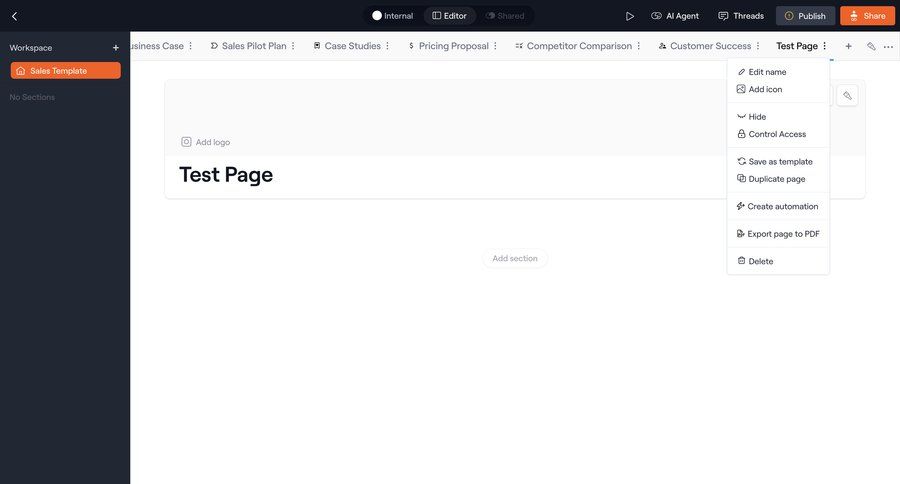 Dock
			 workspace management knowledge base ui page example