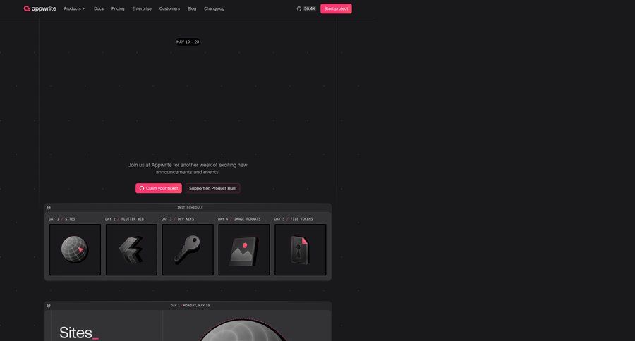Appwrite
				landing page ui page example