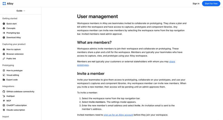 Alloy
				team settings ui page example