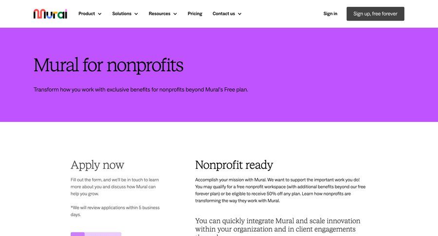Mural
				startup & non-profit program ui page example