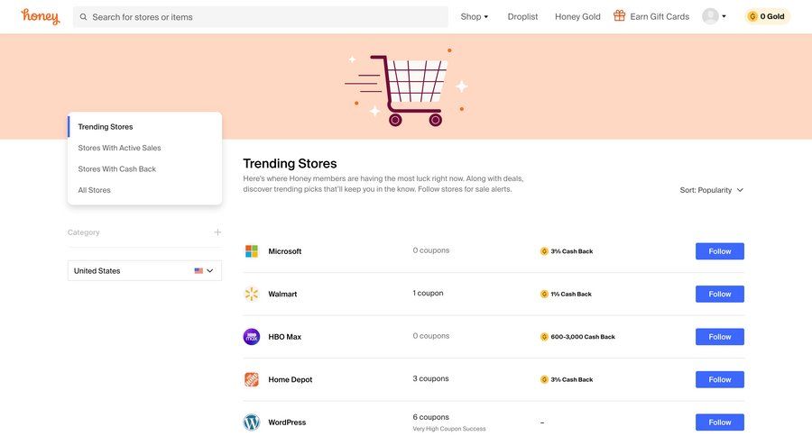 Honey
				collection page example