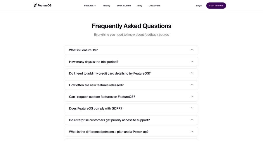 FeatureOS
				support / help center ui page example