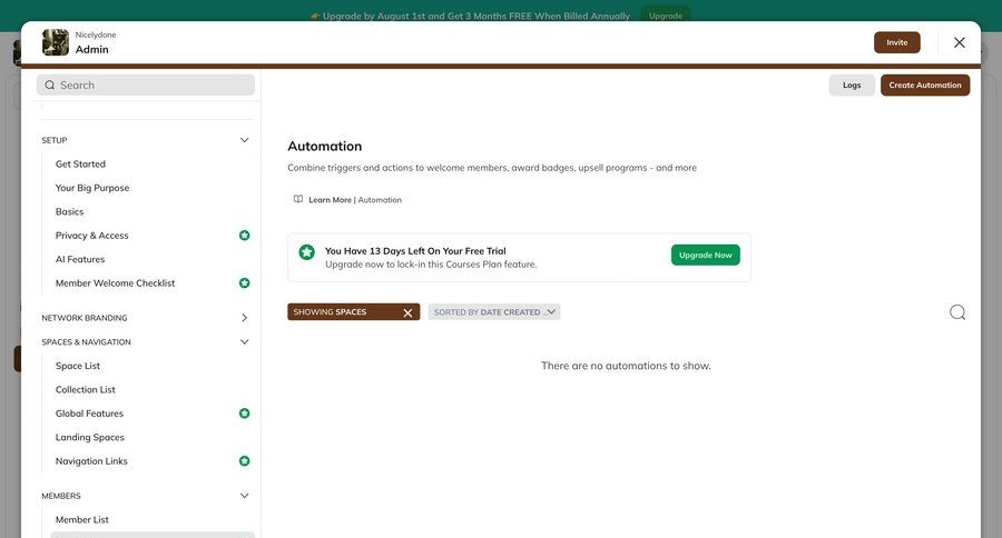 Mighty
			 configuration settings sidebar navigation onboarding automation full screen modal dropdown filters sidebar alert ui page example