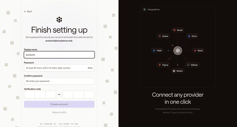 Zaro
			 account setup ui page example