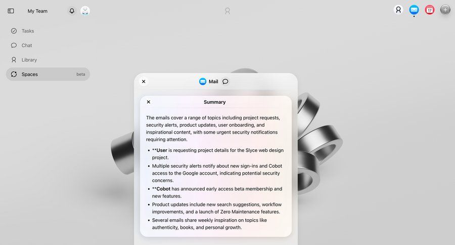 Cobot
			notification list modal & popover sidebar navigation email ui page example
