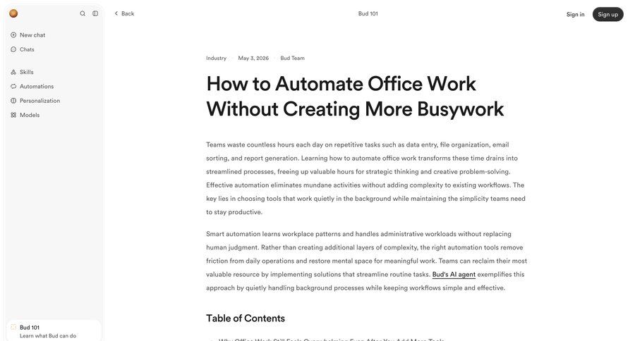 Bud
			 blog post article ui page example