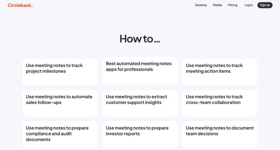 Circleback
				list ui page example
