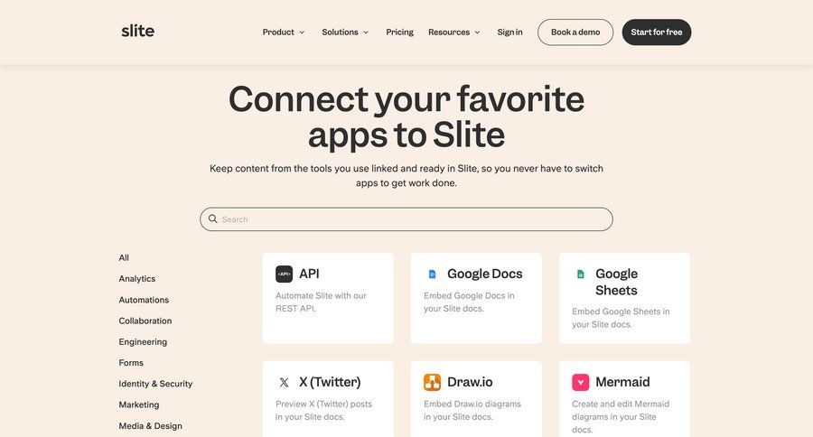 Slite
				list ui page example