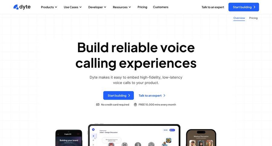 Dyte
			 call transcript features voice transcript ui page example