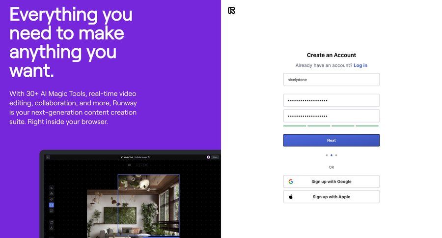 Runway
				signup page example