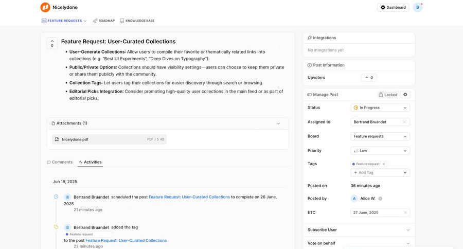 FeatureOS
			 task management collaboration dashboard project management feedback collection tagging task completion attachment menu ui page example