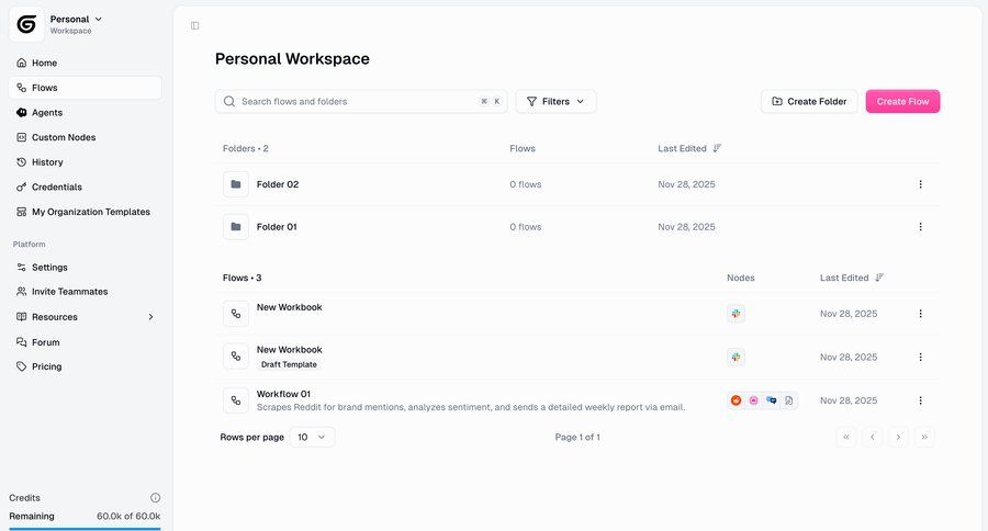 Gumloop
			 workspace management workflow automation integration management ui page example