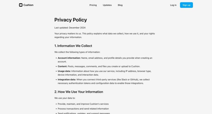 Cushion
			 data privacy ui page example