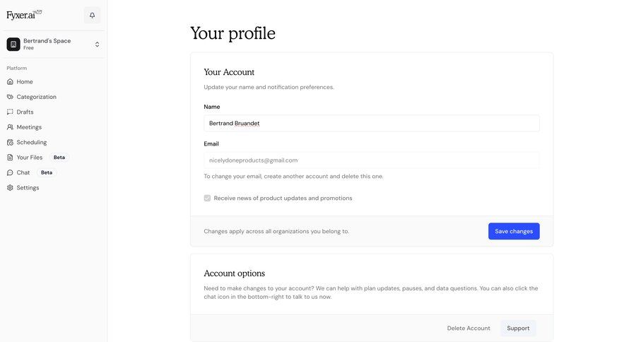 Fyxer
			 account management profile settings account deletion user account ui page example