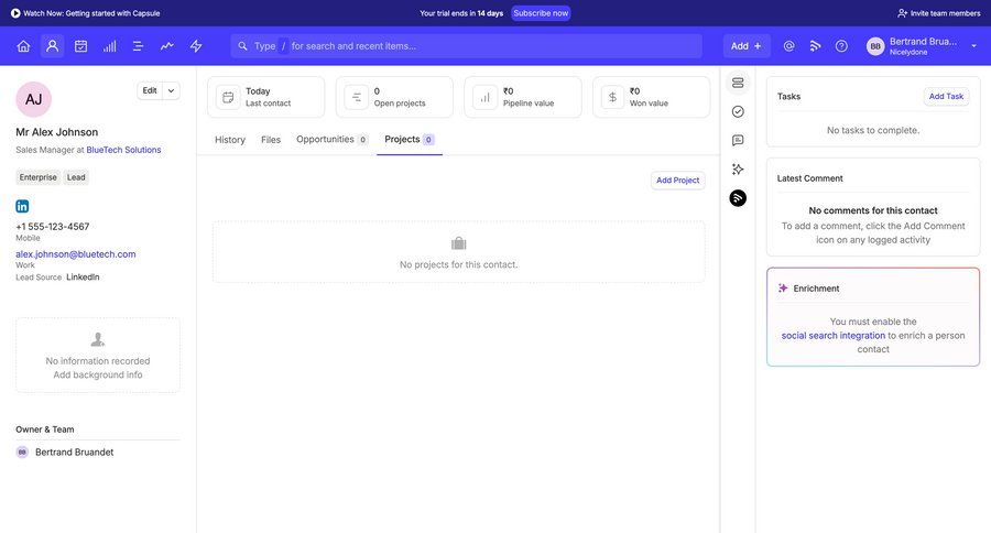 Capsule
			 task management project management right sidebar data visualization ui page example