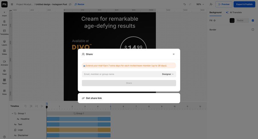 Creatopy
			share modal & popover design editor collaboration design share modal sharing ui page example