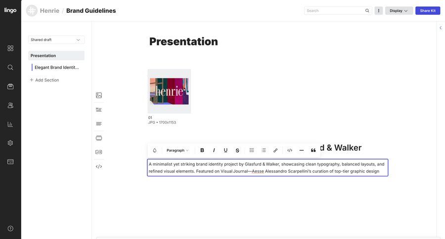 Lingo
			 content management sidebar navigation editor design full-screen layout upload image sidebar menu ui page example