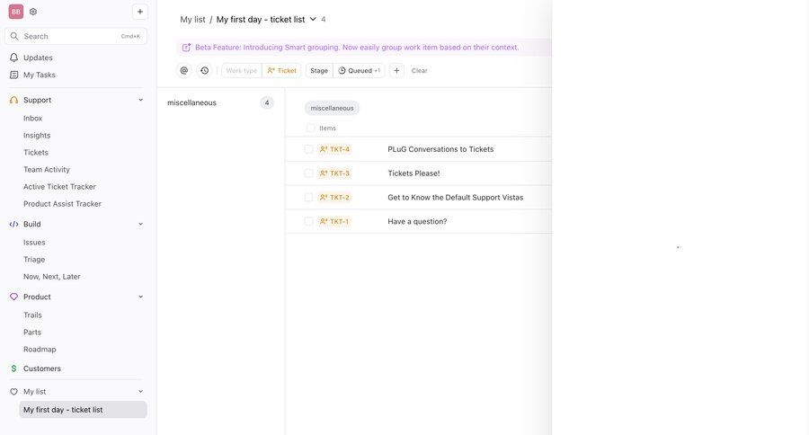 DevRev
			 sidebar customer support project management sidebar navigation task management dropdown filters ticketing system ui page example