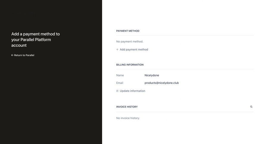 Parallel
			 account management form finance account settings payment method ui page example