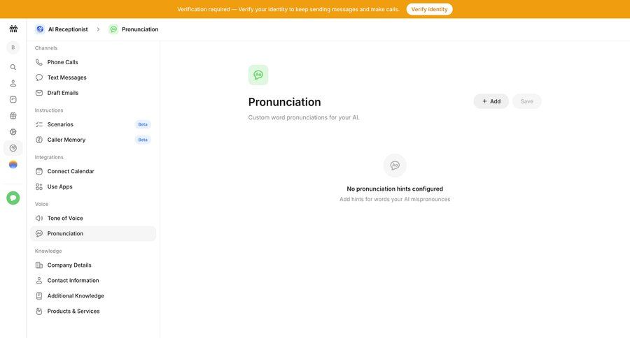 Beside
			 settings artificial intelligence integration management channel management instructions knowledge management call to action sidebar detail view setup communication voice ui page example