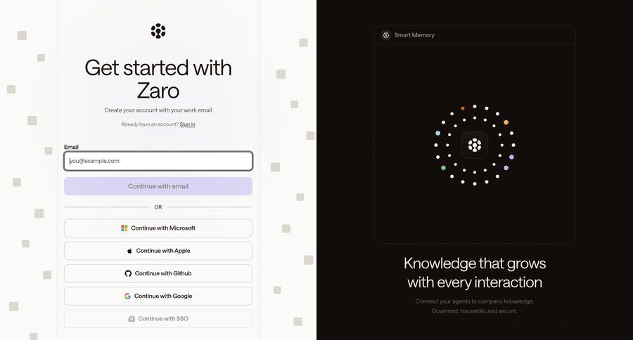 Zaro
				signup ui page example