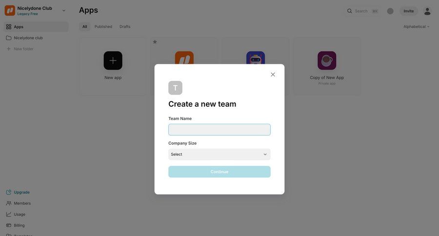 Glide
			 dashboard form team creation ui page example